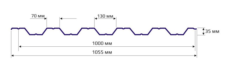 Профнастил НС 35 1000 MATT 0.55 RAL 3005