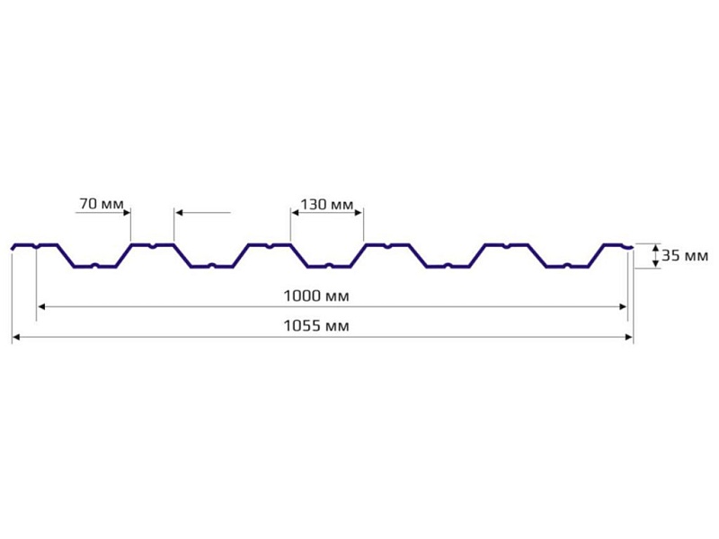 Профнастил НС 35 1000 Полиэстер 0.45 RAL 6029